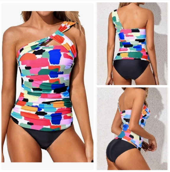 Tempt Me One Piece Tankini Bathing Suits for Women One Shoulder Swim Top. 18W - Picture 1 of 11